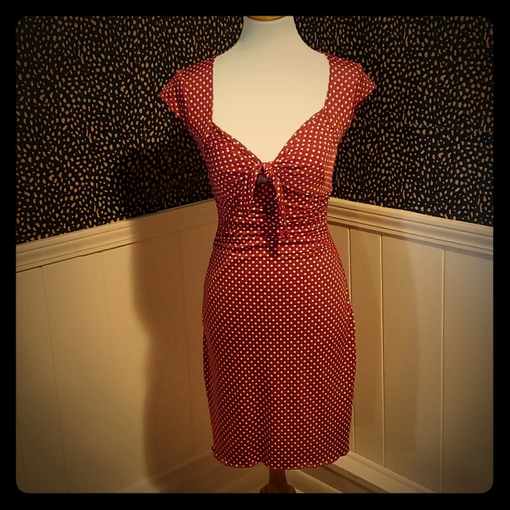 Vintage style red and white polka dot dress